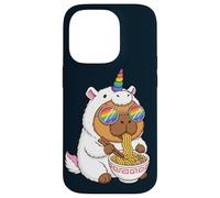Carcasa para iPhone 14 Pro Carpincho Unicornio Comiendo Ramen Arco Iris Orgullo Kawaii
