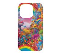 Carcasa para iPhone 14 Pro Castillo Rainbow Fairytale Magical Princess Design