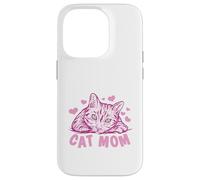 Carcasa para iPhone 14 Pro Cat Mom Feline Lover Pink Kitty Hearts Design