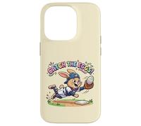 Carcasa para iPhone 14 Pro Catch The Eggs Funny Easter Bunny Buceo Catch Baseball Boys