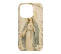 Carcasa para iPhone 14 Pro Católica Virgen María Floral Oración Arte Mirada Devocional