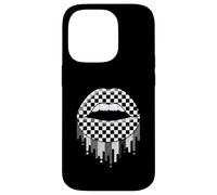 Carcasa para iPhone 14 Pro Checkered Black White Lip Cute Checkerboard
