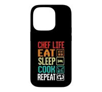 Carcasa para iPhone 14 Pro Chef Life Eat Cook Repeat Funny Cooking Chefs Lover