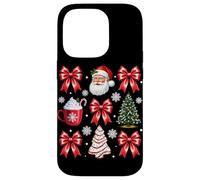 Carcasa para iPhone 14 Pro Chocolate Caliente con Lazos de Papá Noel