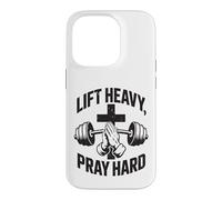 Carcasa para iPhone 14 Pro Christian Workout Lift Heavy Pray Hard Gimnasio para Hombres
