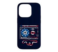Carcasa para iPhone 14 Pro Cinta de Casete Mixta, Bandera Americana, patriótica, Retro, Musica de EE. UU