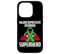 Carcasa para iPhone 14 Pro Cinta de Salud Mental de superhéroe para Trastorno depresivo Mayor