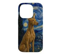 Carcasa para iPhone 14 Pro Cirneco dell'Etna Dog Van Gogh Noche Estrellada
