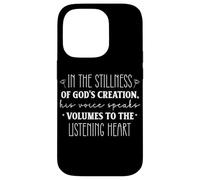 Carcasa para iPhone 14 Pro Cita Inspiradora en la Quietud de la Creación de Dios