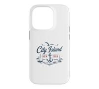 Carcasa para iPhone 14 Pro City Island Bronx New York Nautical Anchor Vintage Velero