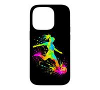 Carcasa para iPhone 14 Pro Colorido Fútbol Chica Jugador Fútbol Am