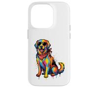 Carcasa para iPhone 14 Pro Colorido Golden Retriever Graffiti Art Gafas De Sol Diseño