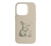 Carcasa para iPhone 14 Pro Conejo Amantes Soplando Diente De León Naturaleza Cottagecore Gráfico