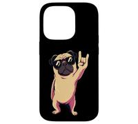 Carcasa para iPhone 14 Pro Cool Pug Rock On Funny Dog Lover Animal Graphic Gafas de Sol