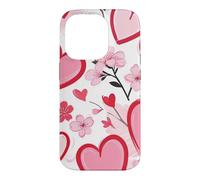 Carcasa para iPhone 14 Pro Corazón Ditsy Patrón Romántico Sakura Flores Cerezo Flores