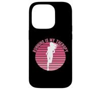 Carcasa para iPhone 14 Pro Correr es mi Terapia Girl Runner Jogger Cardio Retro Sunset