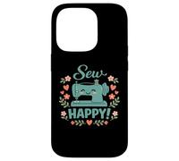 Carcasa para iPhone 14 Pro Coser Happy Cute máquina de Coser Corazones Florales