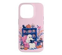 Carcasa para iPhone 14 Pro Cozy Spooky Ghost Reading in Autumn Halloween Teacher Kids