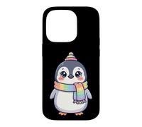 Carcasa para iPhone 14 Pro Cute Kawaii Penguin Rainbow Beanie Scarf Winter