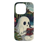 Carcasa para iPhone 14 Pro Cute Spooky Ghost Reading Book Summer Tropical Beach Reader