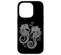 Carcasa para iPhone 14 Pro Cute Womens Girls Two Mandala Pattern Seahorse Lover