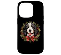 Carcasa para iPhone 14 Pro Cute Wreath Christmas Bernedoodle Dog Lover