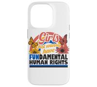 Carcasa para iPhone 14 Pro Derechos Humanos Fundamentales para Niñas Retro Floral Rainbow