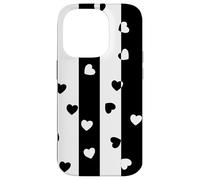 Carcasa para iPhone 14 Pro Día de San Valentín Negro Blanco Rayas Verticales corazón Minimalista