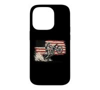 Carcasa para iPhone 14 Pro Dirt Bike American Flag Motocross Biker Vintage USA Cool