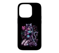 Carcasa para iPhone 14 Pro Diseño de Anime Cyber Goth Girl Skeleton Glitch al Estilo Y2K