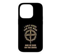 Carcasa para iPhone 14 Pro Diseño de Christian Faith Jesus Cross arrodillado para un Solo Hombre