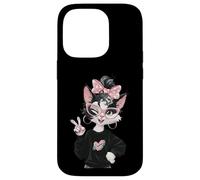 Carcasa para iPhone 14 Pro Diseño de Gafas Rosas con diseño de gatita Kawaii, guiñando un Ojo de la Paz