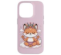 Carcasa para iPhone 14 Pro Diseño de Mandala en Postura de Loto para atención Plena, Lindo Zorro de Yoga