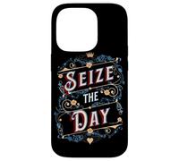 Carcasa para iPhone 14 Pro Diseño de tipografía Vintage con Cita Motivacional de Aprovechar el día