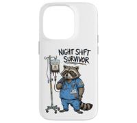 Carcasa para iPhone 14 Pro Divertido Doctor Enfermera Turno Nocturno Superviviente Mapache Cafeína IV