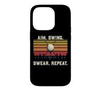 Carcasa para iPhone 14 Pro Divertido Juego de Palabras del Equipo de Golf con el Objetivo del Swing jurar Repetir Golf Retro