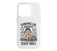 Carcasa para iPhone 14 Pro Divertido niño Cansado Nuevo papá Corriendo en el sueño Roto Diario