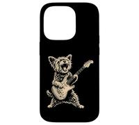 Carcasa para iPhone 14 Pro Divertido Perro Yorkie Tocando Guitarra Rock Lindo Yorkshire Terrier