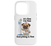 Carcasa para iPhone 14 Pro Divertido Pug Enfermera Humor Estresado RN Cita Amante de los Perros