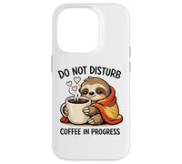 Carcasa para iPhone 14 Pro Do Not Disturb Coffee Sloth Cute Funny Morning Mood Tees
