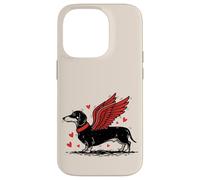 Carcasa para iPhone 14 Pro Dueño de Perro Salchicha con alas de ángel Lindo Perro Salchicha