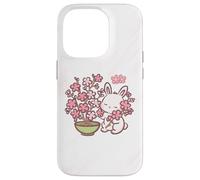 Carcasa para iPhone 14 Pro Easter Bunny Pink Sakura Flower Cute Japanese Cherry Blossom