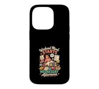 Carcasa para iPhone 14 Pro El Weekend Empieza Miercoles Divertido Diseño Gato