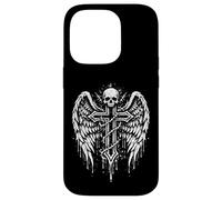 Carcasa para iPhone 14 Pro EMO Goth Cruz Alas Ángel Grunge Cráneo Alternativa Oculto