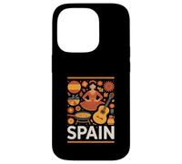 Carcasa para iPhone 14 Pro España Divertida Cultura Española Guitarra Flamenca Paella