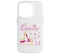 Carcasa para iPhone 14 Pro Esta Reina Nació el 14 de Enero Viviendo Mi Bendita Vida