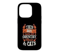 Carcasa para iPhone 14 Pro Este Chico Corre con música Country y Gatos