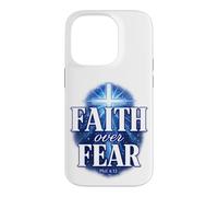 Carcasa para iPhone 14 Pro Faith Over Fear Phil 4:13 Cruz Cristiana versículo bíblico