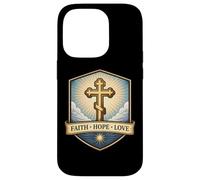 Carcasa para iPhone 14 Pro Fe Esperanza Amor Cristiano Ortodoxo Floral Jesucristo Dios