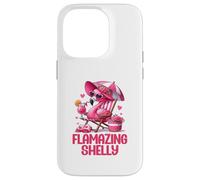 Carcasa para iPhone 14 Pro Flamazing Shelly Pink Flamingo Tropical Beach Trip Mujer